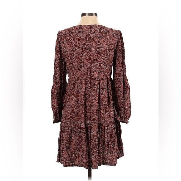 Rachel Ashwell Rust Paisley Tiered Boho Mini Dress EUC Long Sleeve Size S - Picture 3 of 11